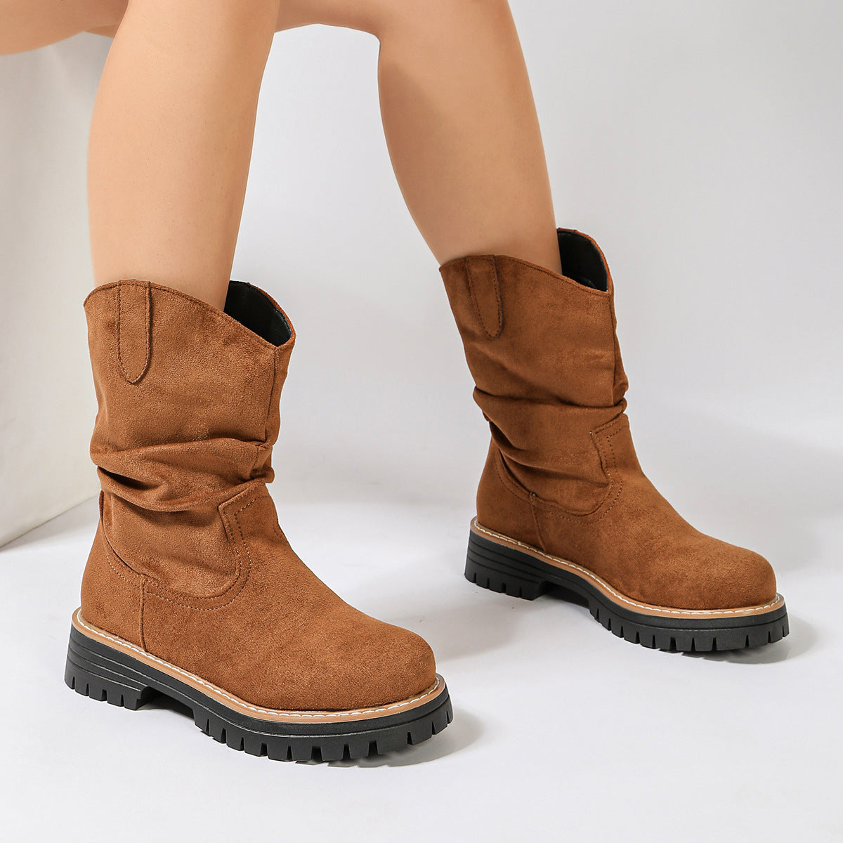 Tilda | Platform Lace-Up Boots in Brown