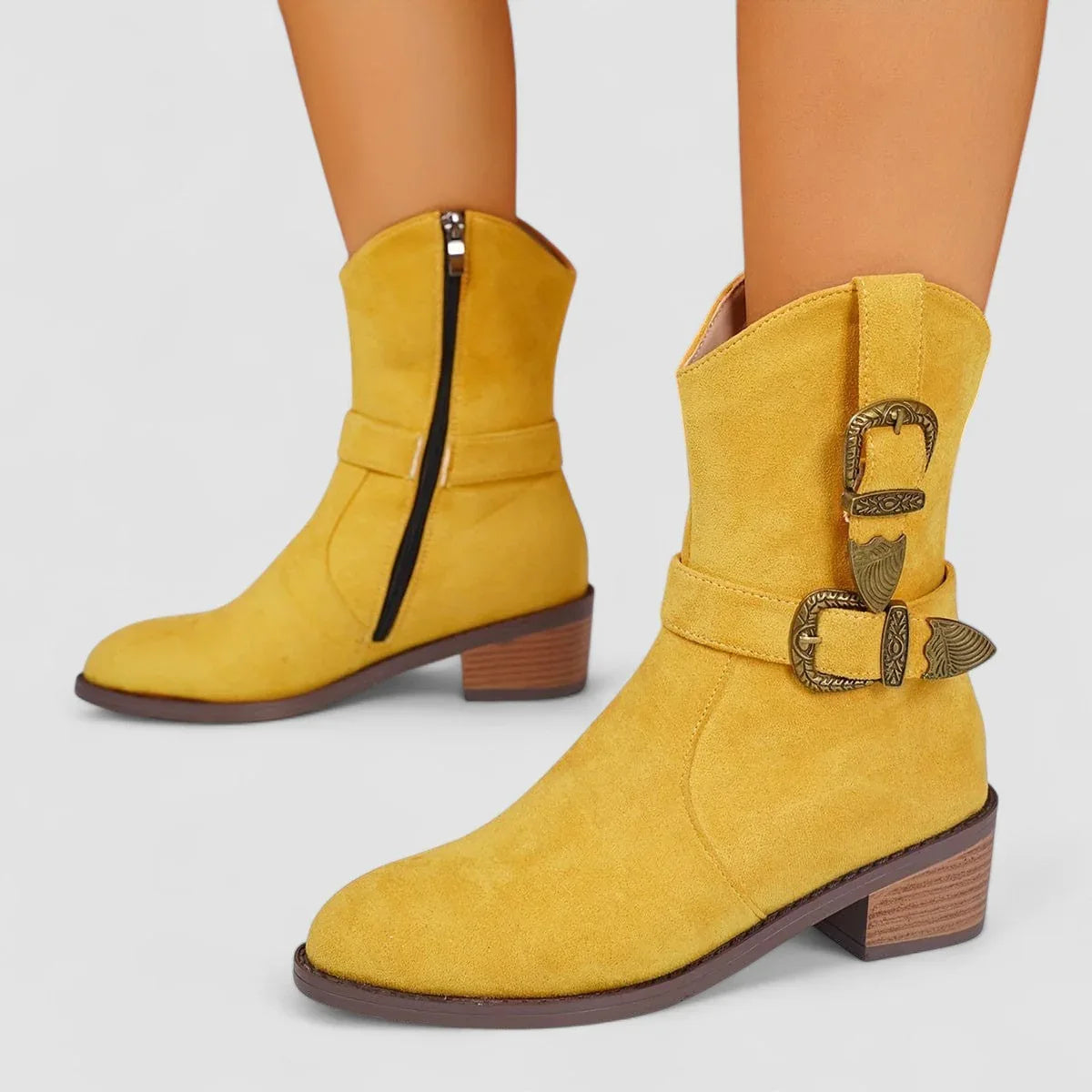 Rosa | Orthopedic Western Boots in Yellow