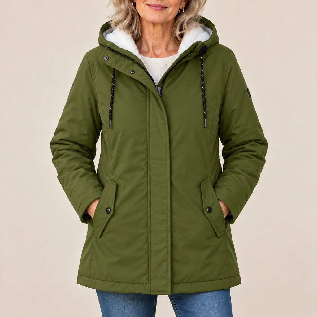 Maeve hooded parka coat in army green