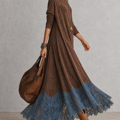 Ramona lace hem maxi dress walking