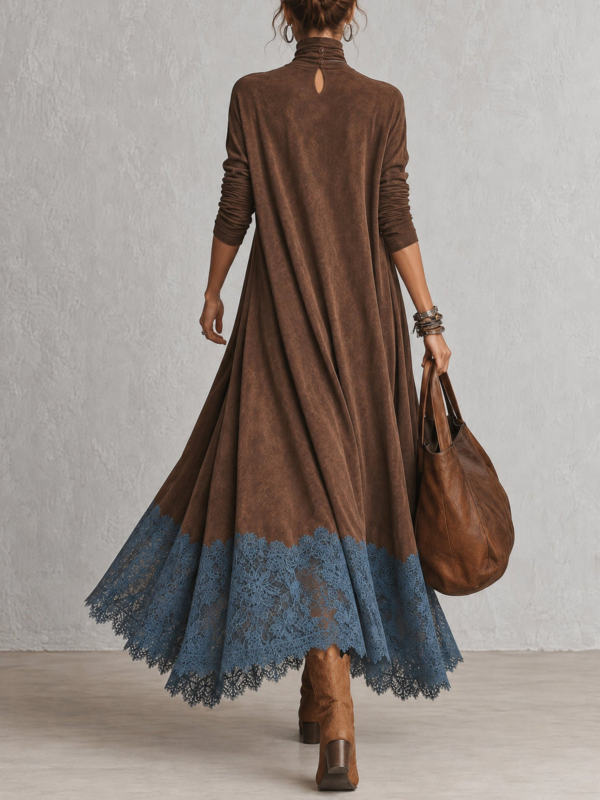 Ramona lace hem maxi dress side