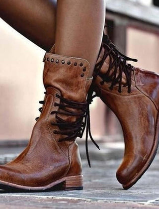 Ciss | Vintage Lace-Up Boots in Brown