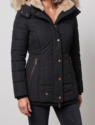 Margot winter coat in black, front view