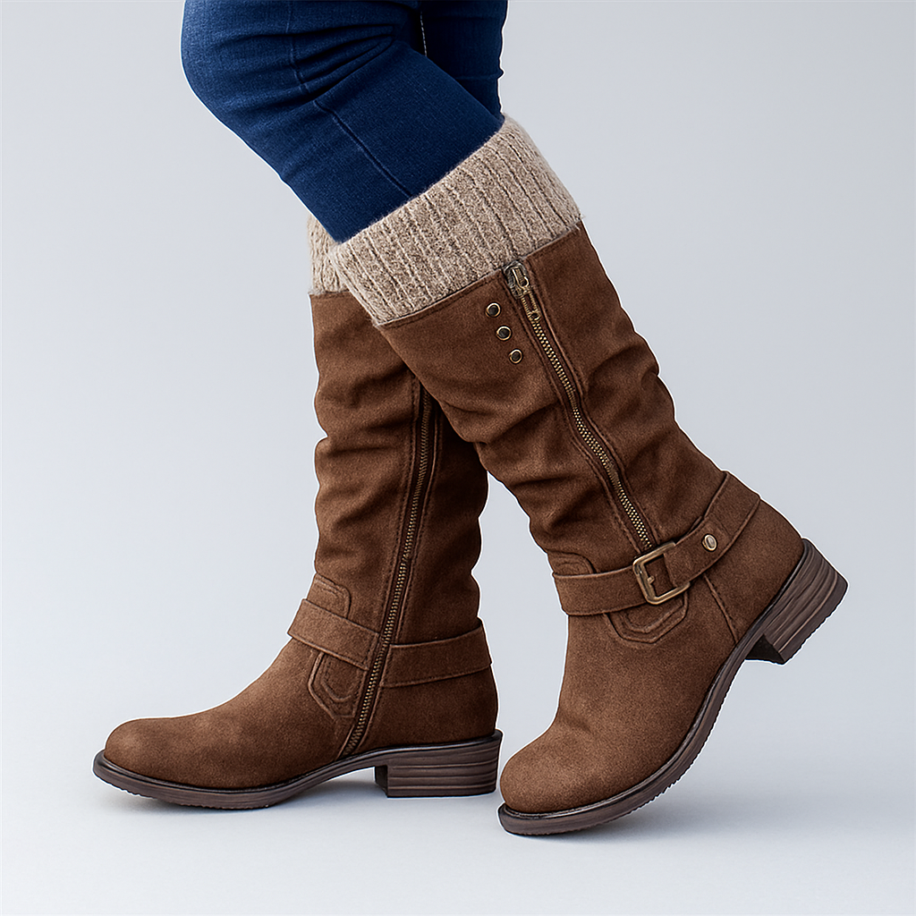 Bonnie | Elegant Supportive Buckle Boots in Brown