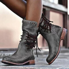 Ciss | Vintage Lace-Up Boots in Gray
