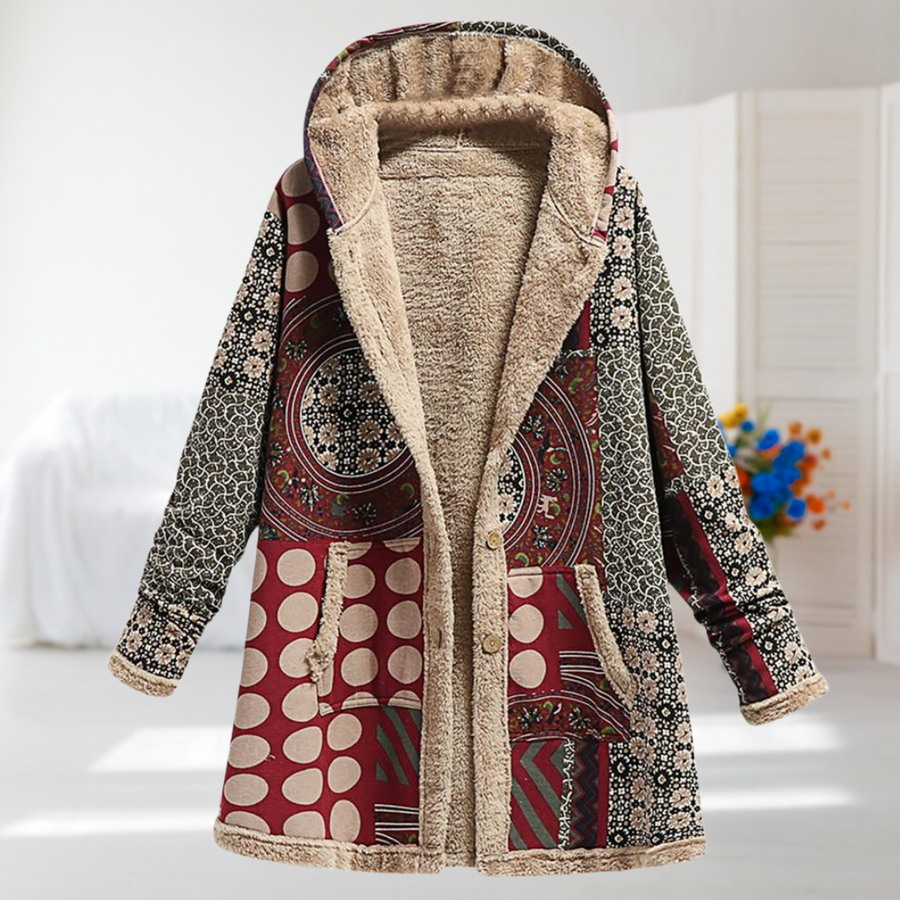 Helene Jacket in red green brown