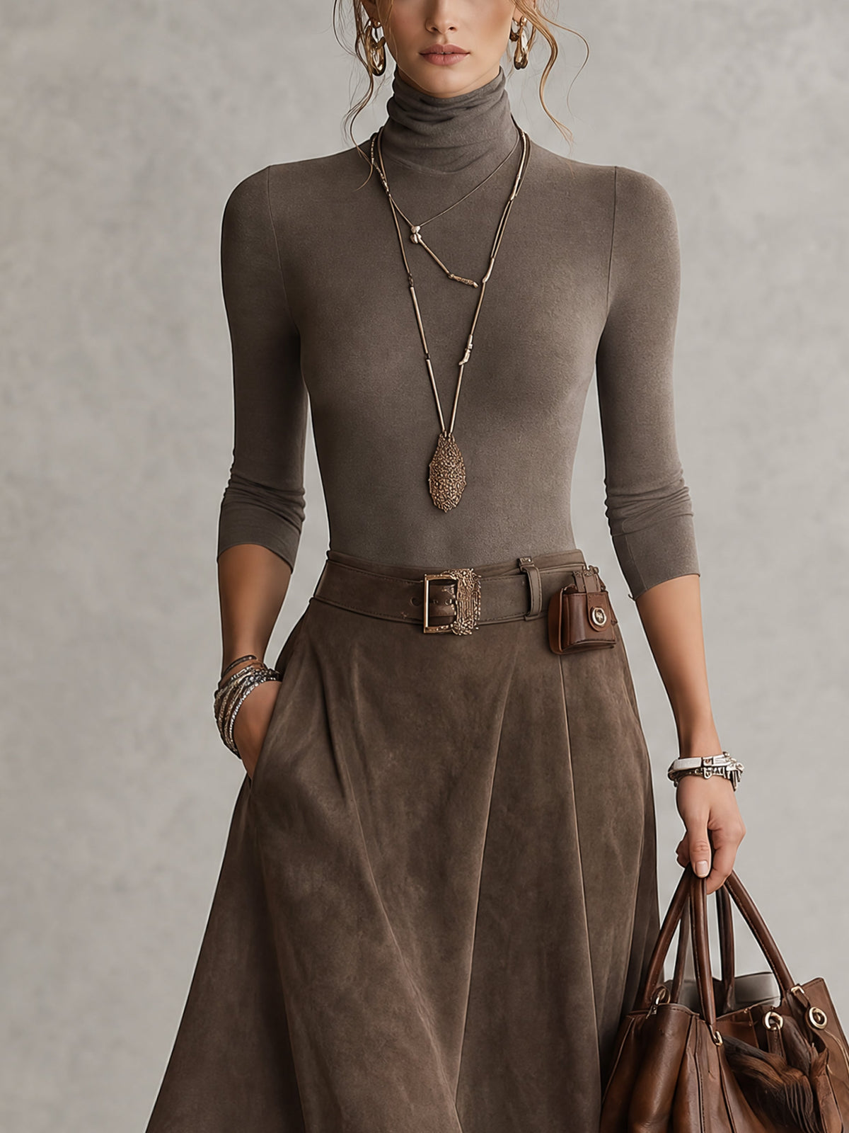 Celeste | Turtleneck Top and Asymmetric Skirt