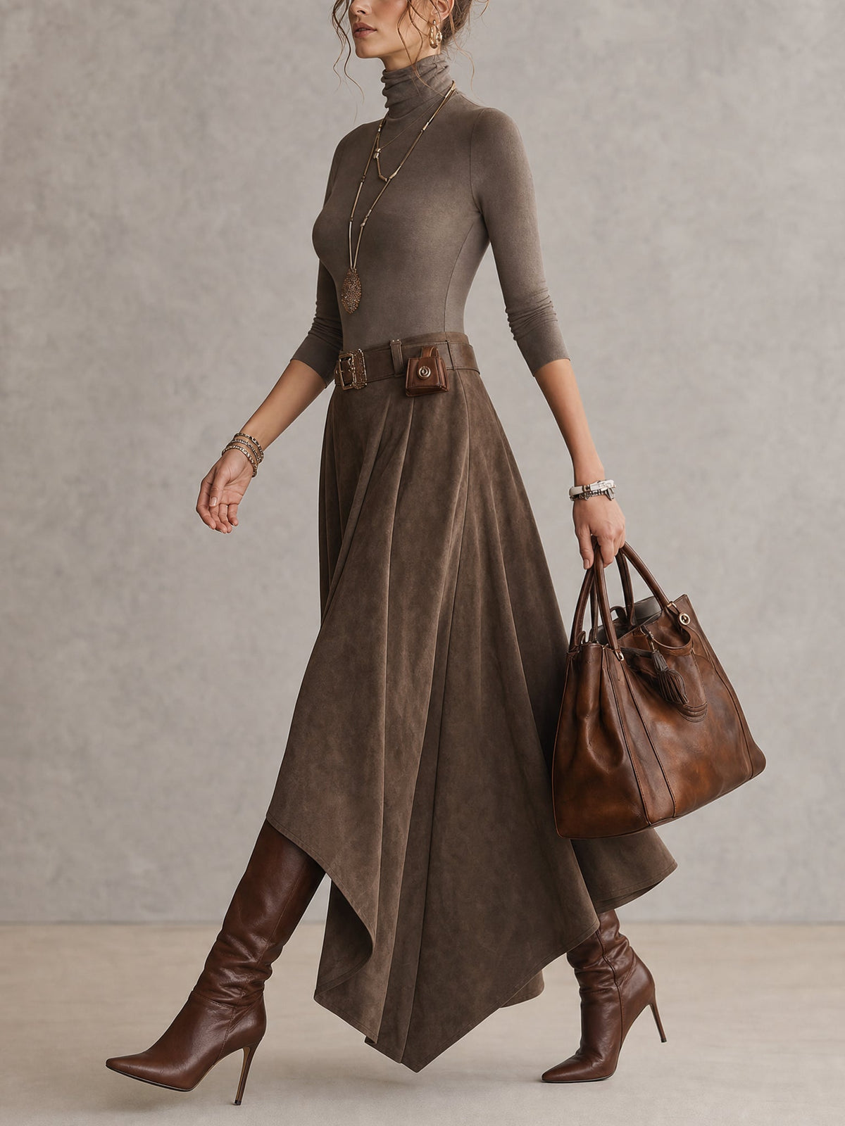 Celeste | Turtleneck Top and Asymmetric Skirt