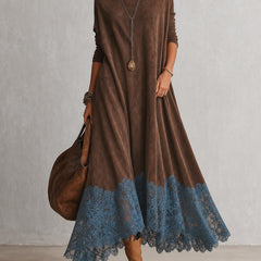 Ramona lace hem maxi dress in brown