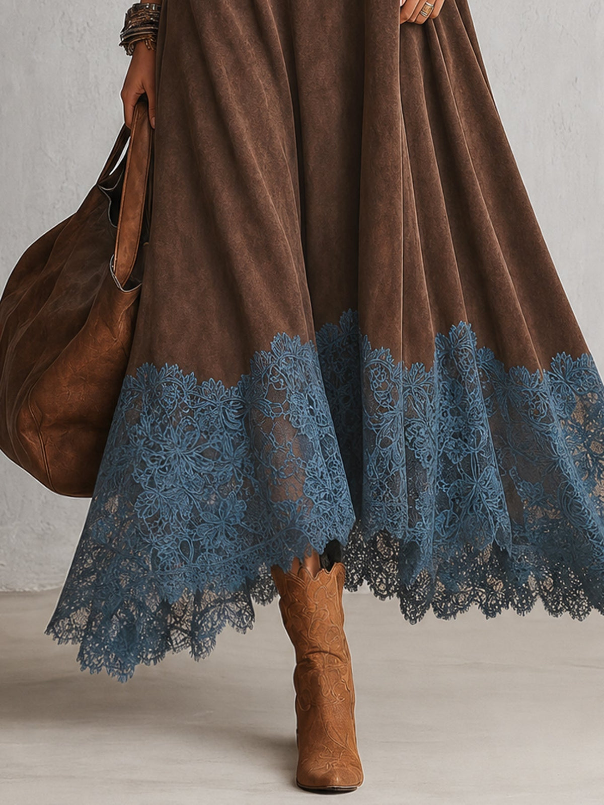 Ramona lace hem maxi dress detail