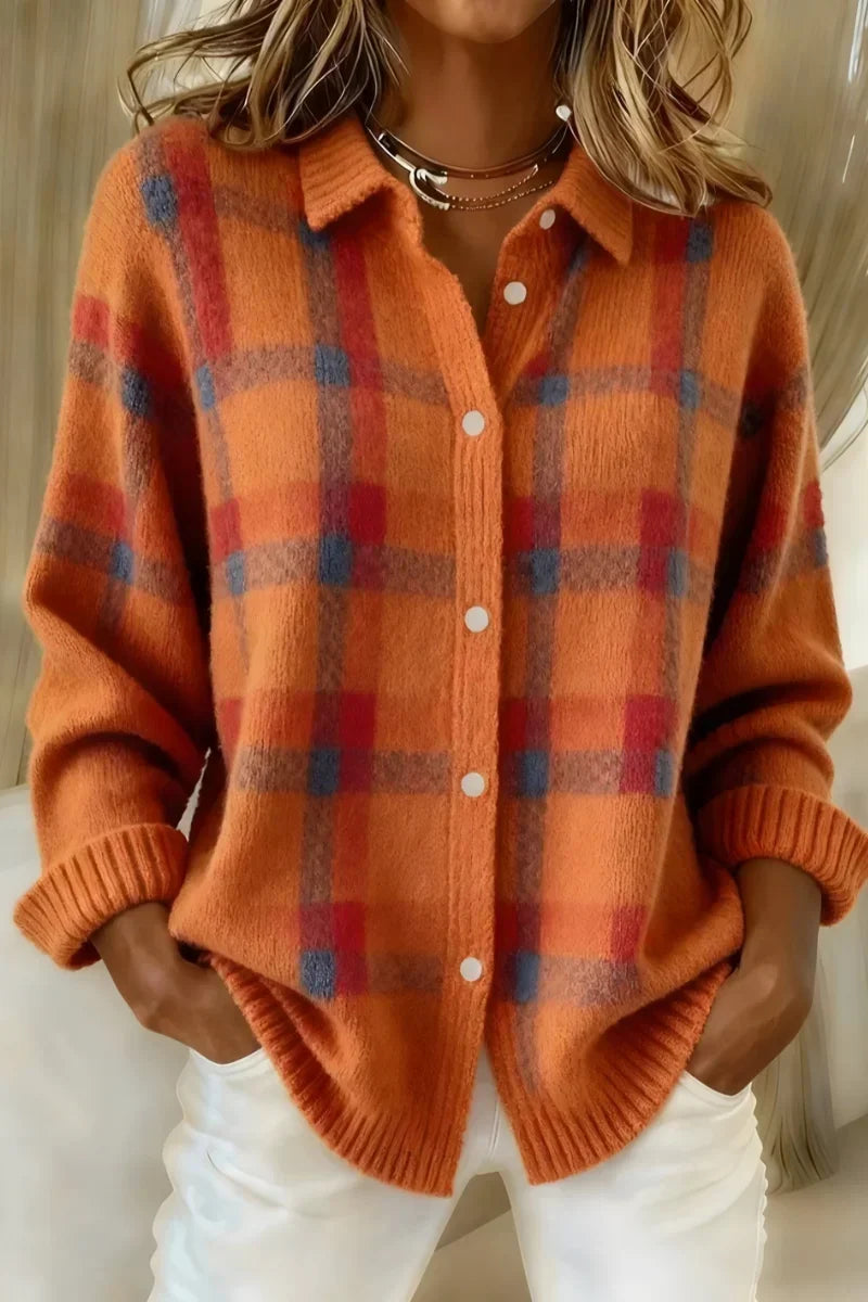 Megan™ | Plaid Button-Up Cardigan