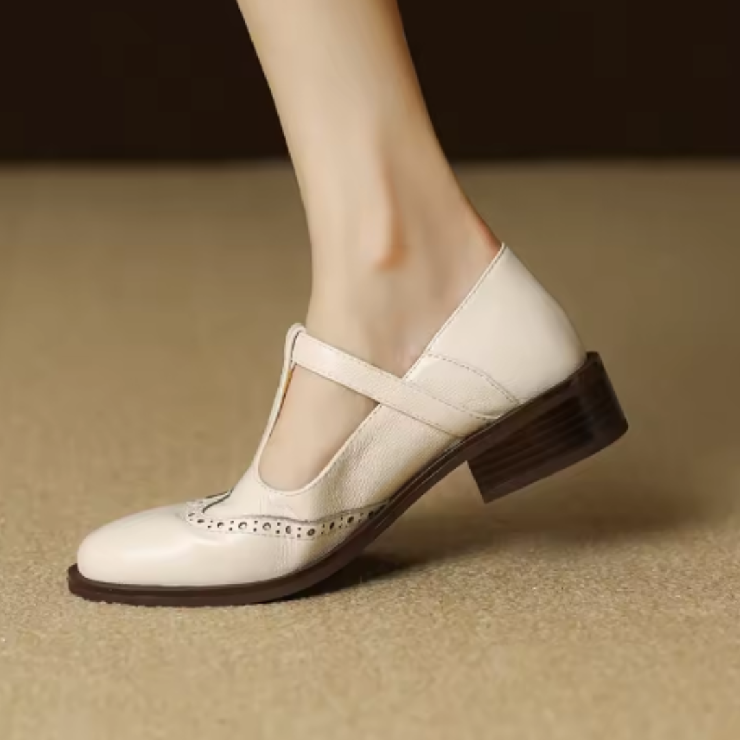 Maddalena Mary Jane shoes in Cream