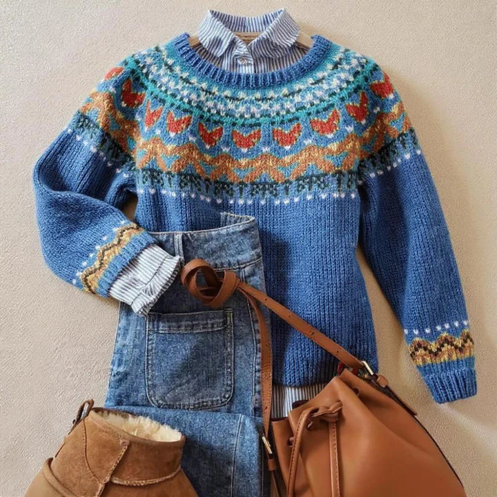 Sophie | Floral Jacquard Knit Sweater