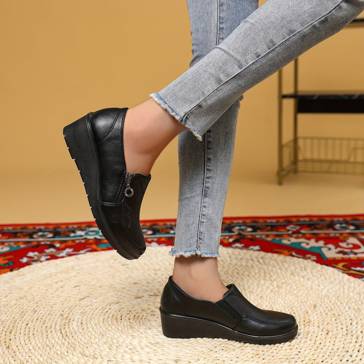 Wynne | Side-Zip Wedge Loafers