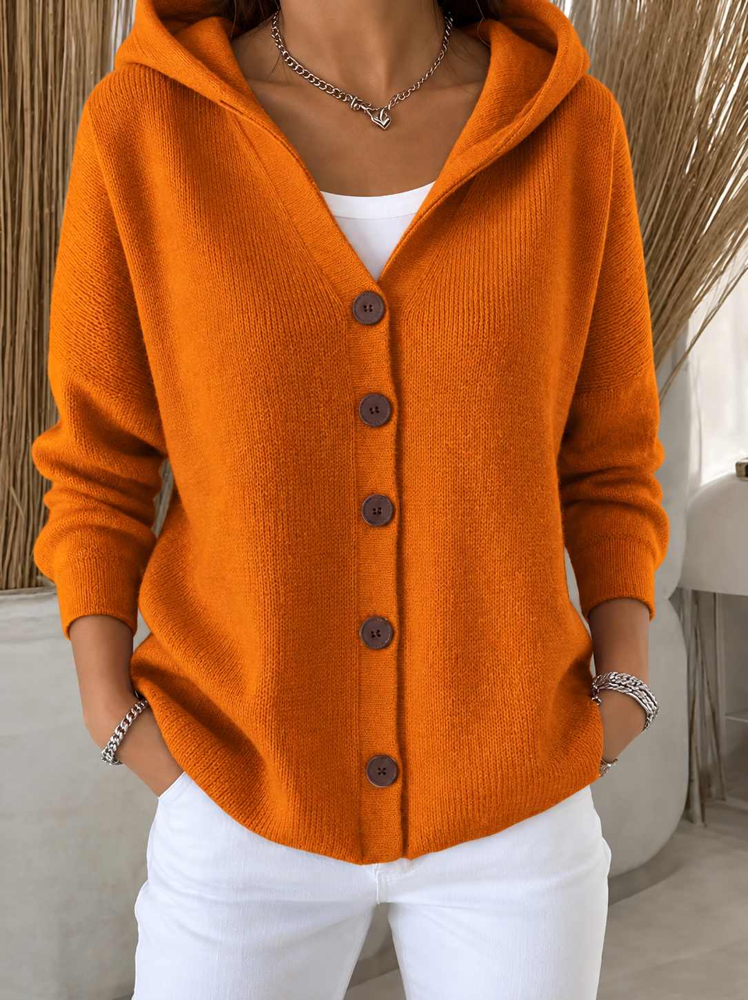 Marie Hooded Button Cardigan