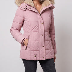 Margot winter coat in pink, front view