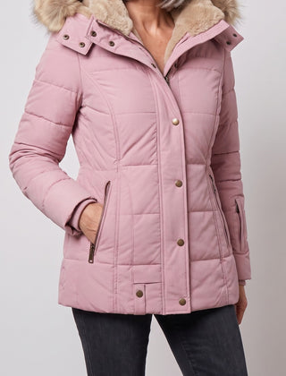 Margot winter coat in pink, front view
