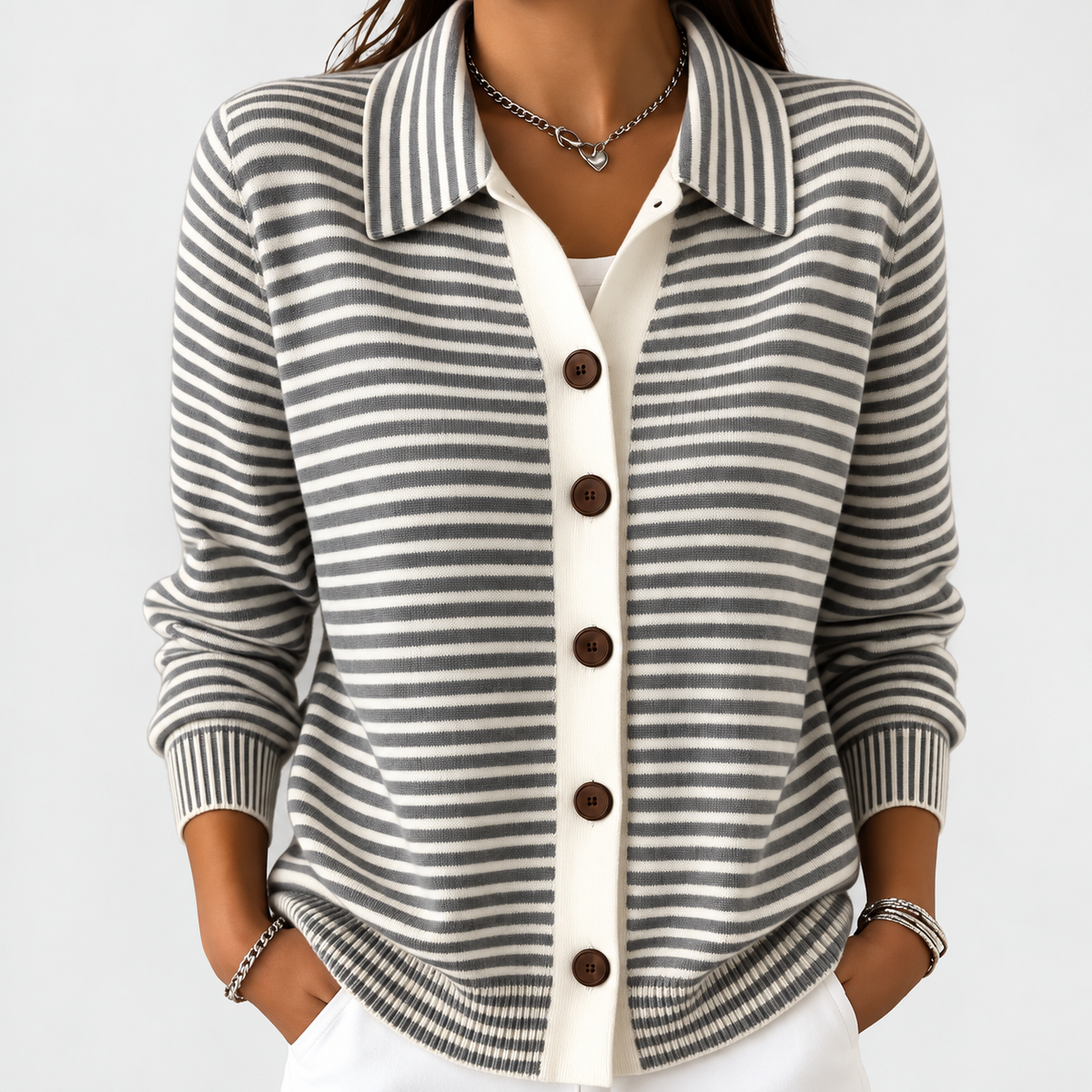 Lesley | The Striped Cardigan