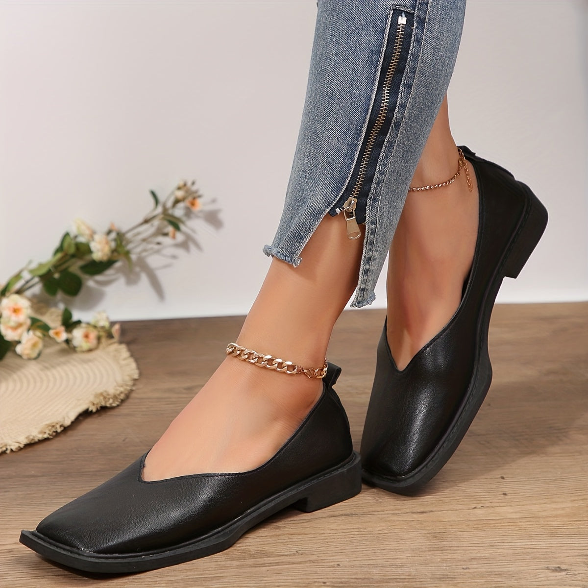 Livvy | Sculpted Square-Toe Flats