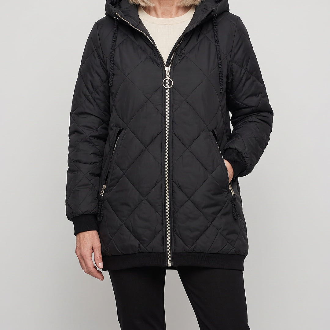 Rolande hooded jacket in black, front view