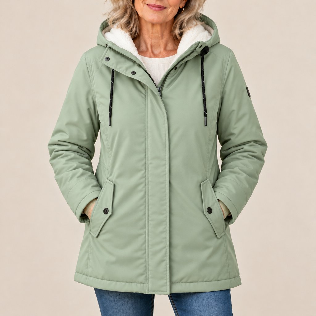 Maeve hooded parka coat in mint green