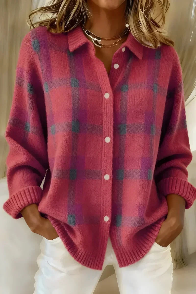 Ashley™ | Classic Collared Plaid Cardigan