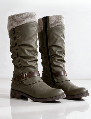 Greta boots in olive gray