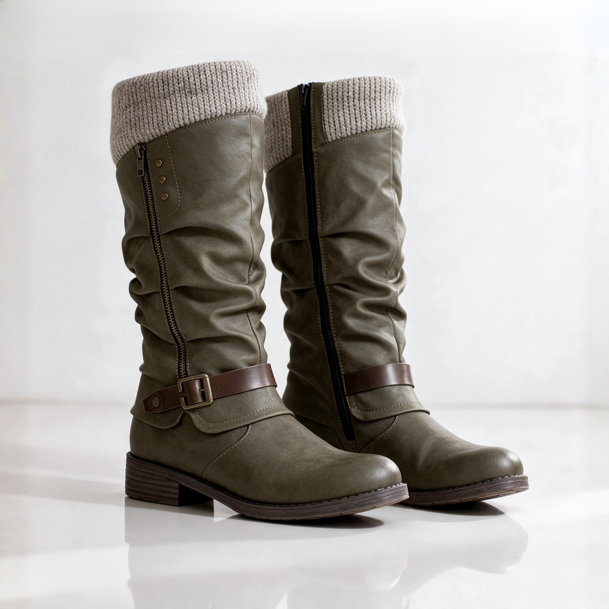 Greta boots in olive gray
