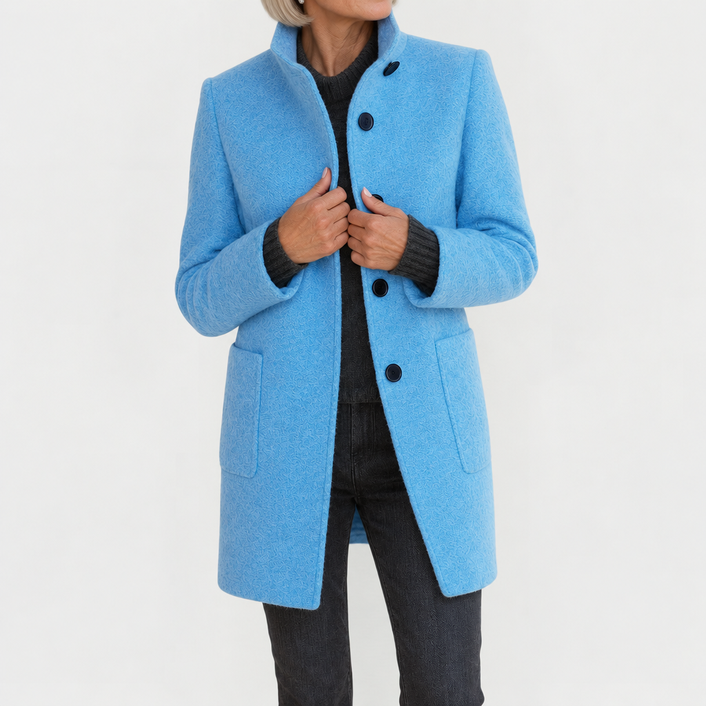 Irene | Elegant Midi Coat - Light Blue
