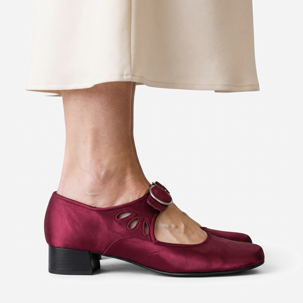 Chloe Mary Jane shoes side view with low block heel