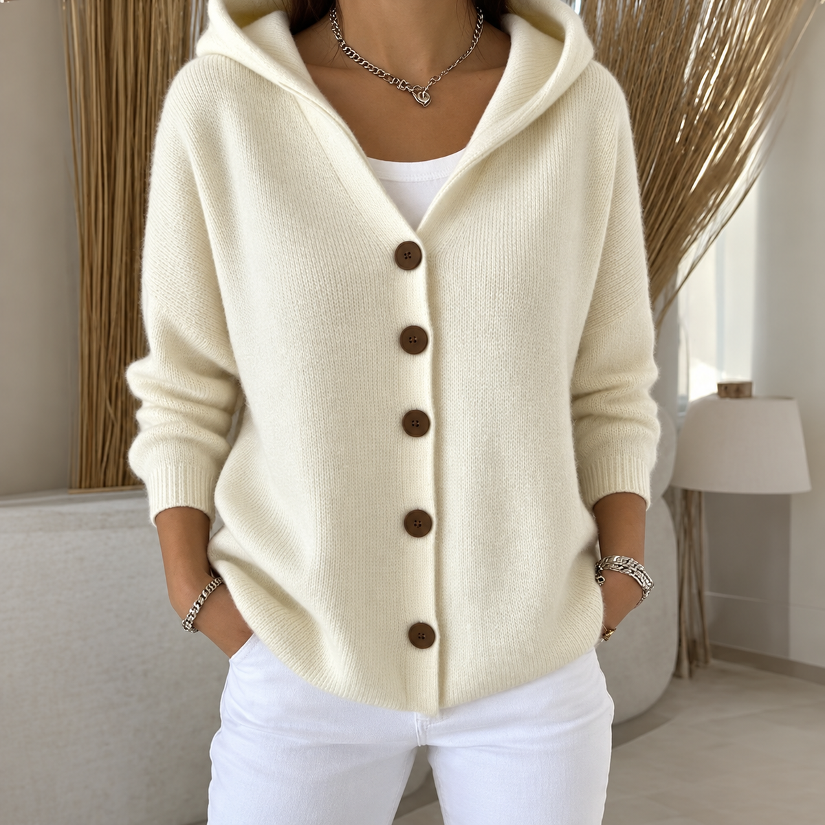 Marie Hooded Button Cardigan