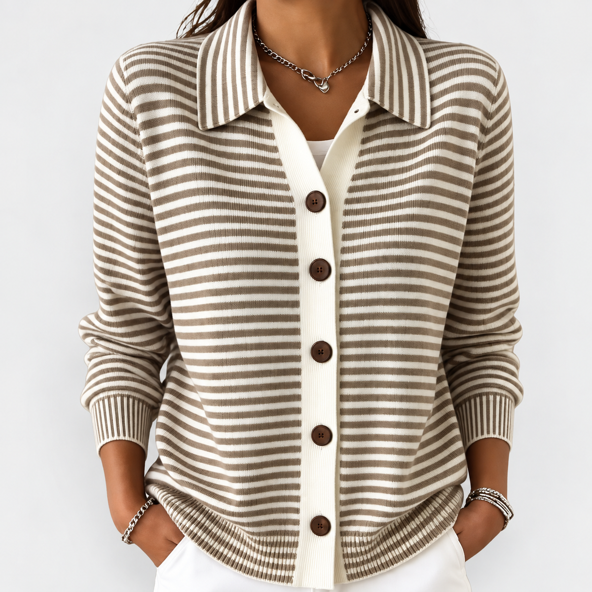 Lesley | The Striped Cardigan
