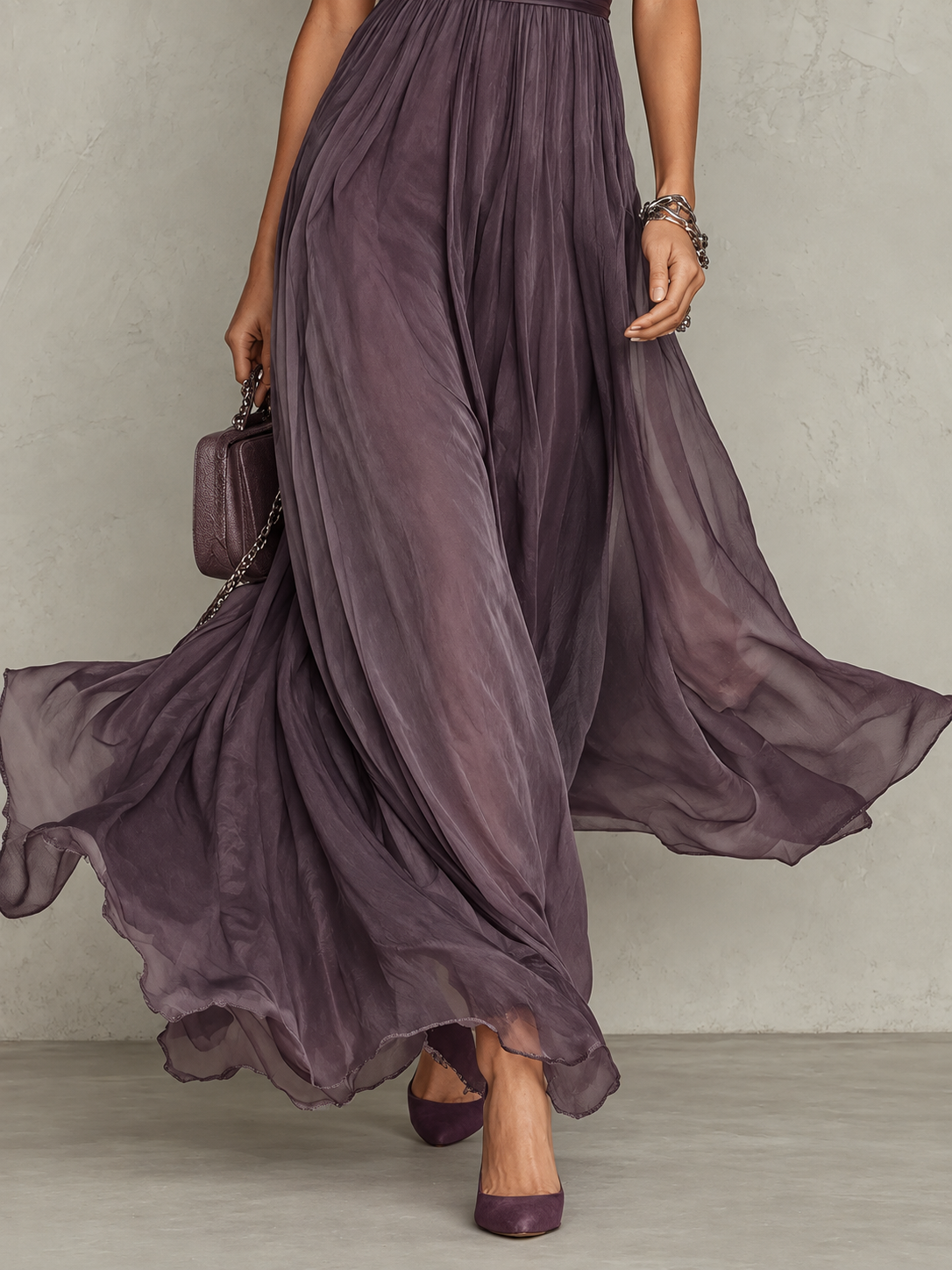 Evelyn | Pleated Puff-Sleeve Midi Dress