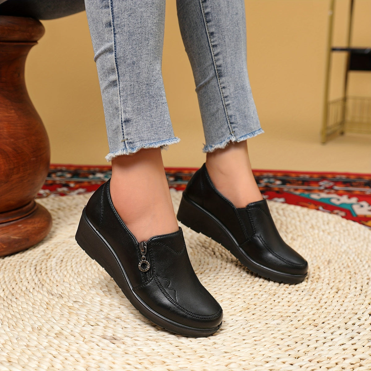 Wynne | Side-Zip Wedge Loafers
