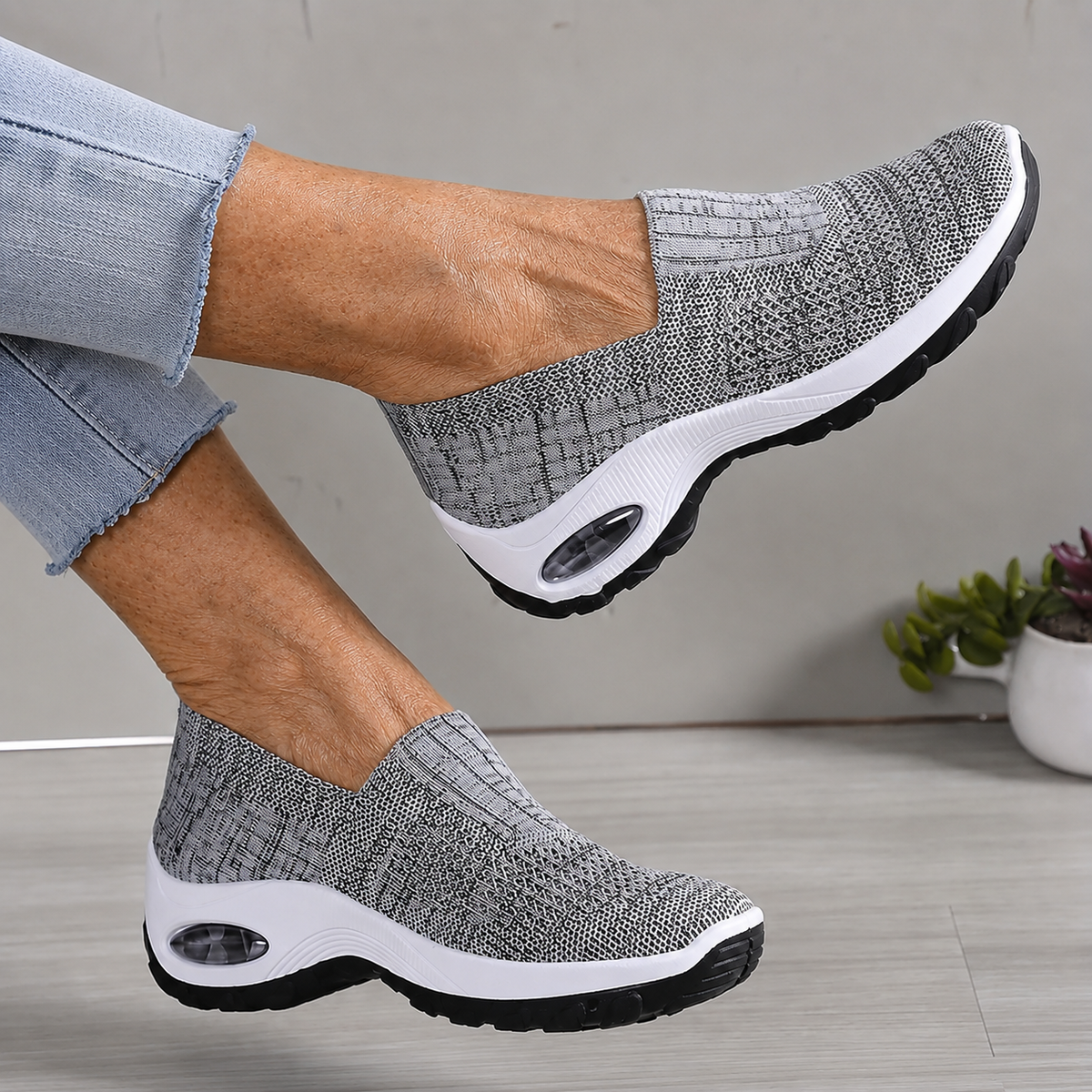 Abby air cushion comfort sneakers in gray