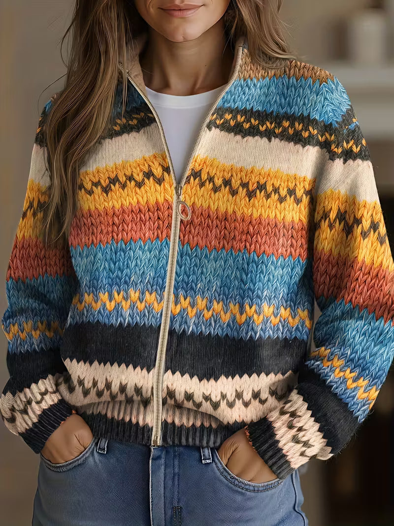 Yseult™ | Multicolor Zigzag Striped Cardigan