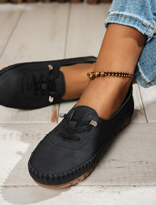 Molly Soft Lace-Front Moccasins in black
