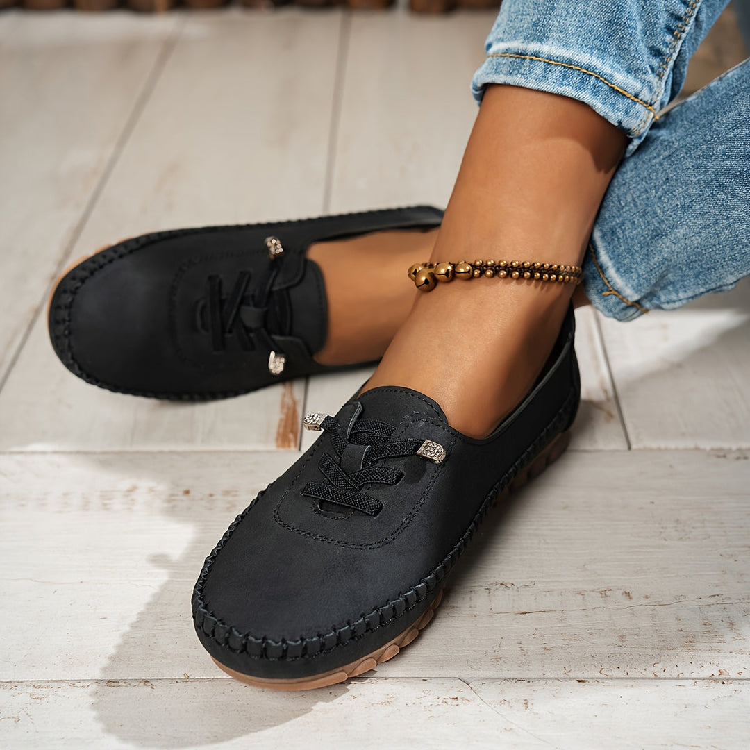 Molly Soft Lace-Front Moccasins in black