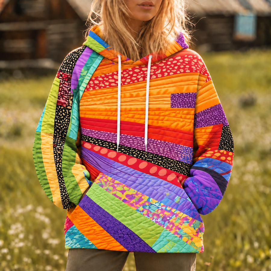 April Quilted Stripe Hoodie