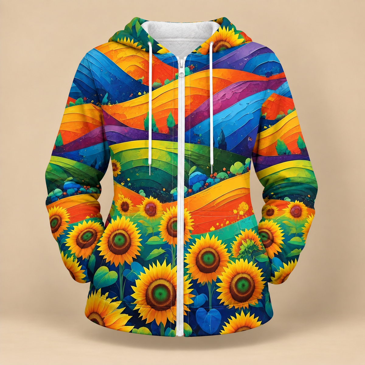 Ava Sunflower Zip Hoodie