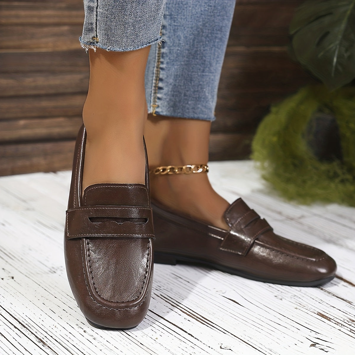 Ottilie | Square-Toe Penny Loafers