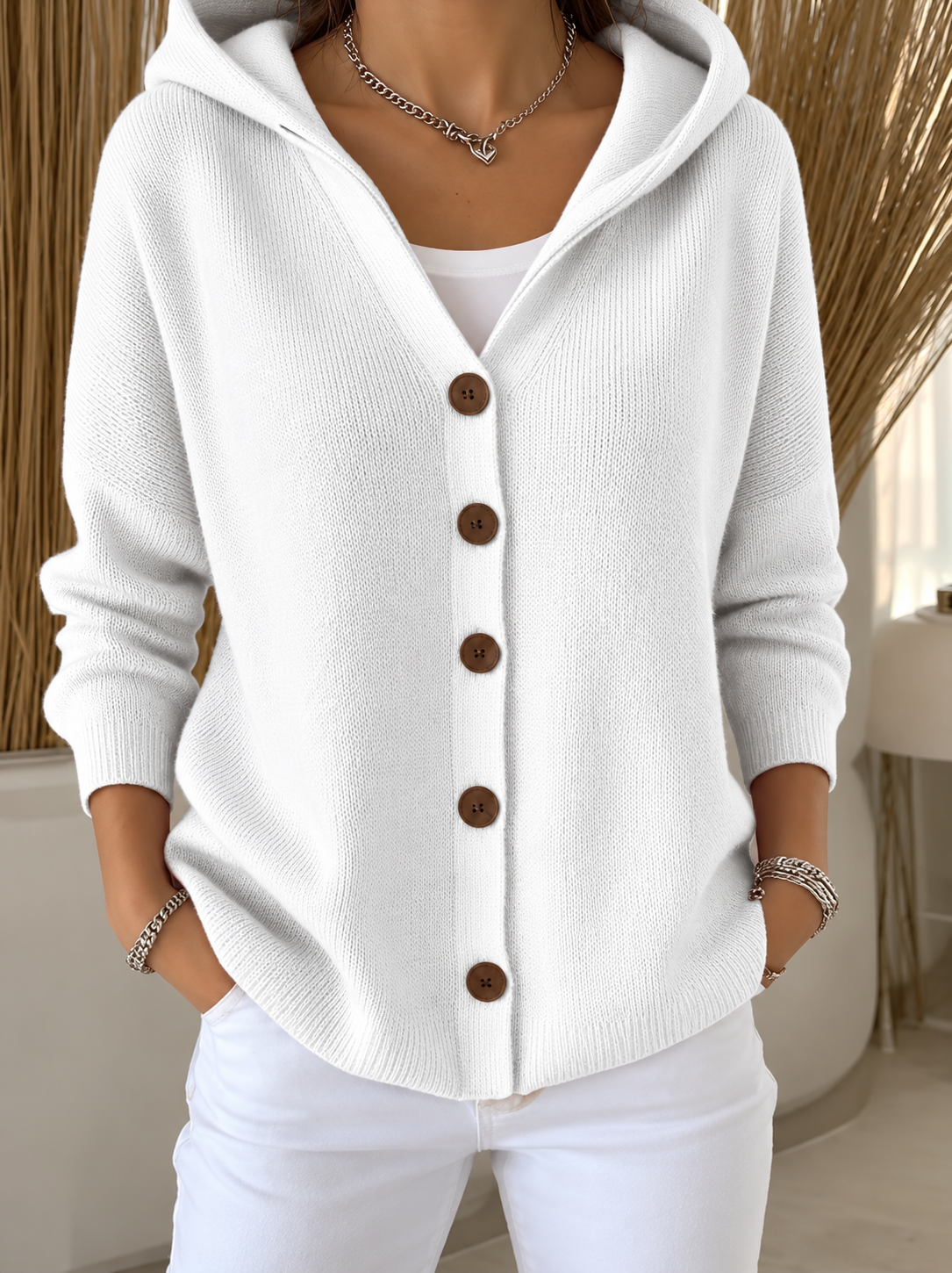 Marie Hooded Button Cardigan