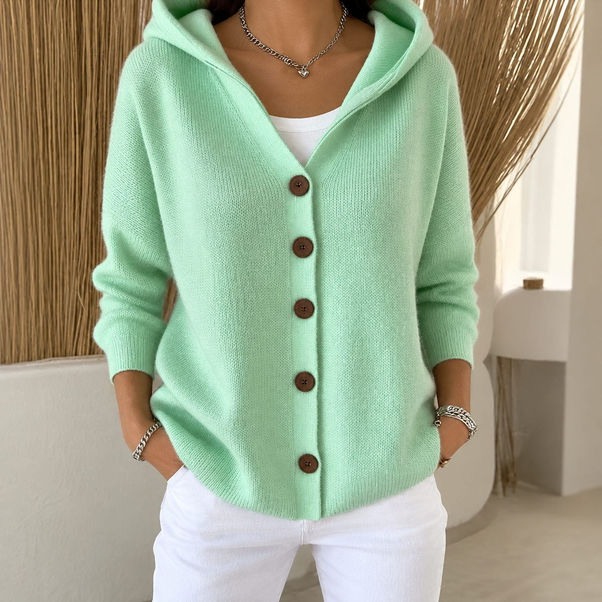 Marie Hooded Button Cardigan