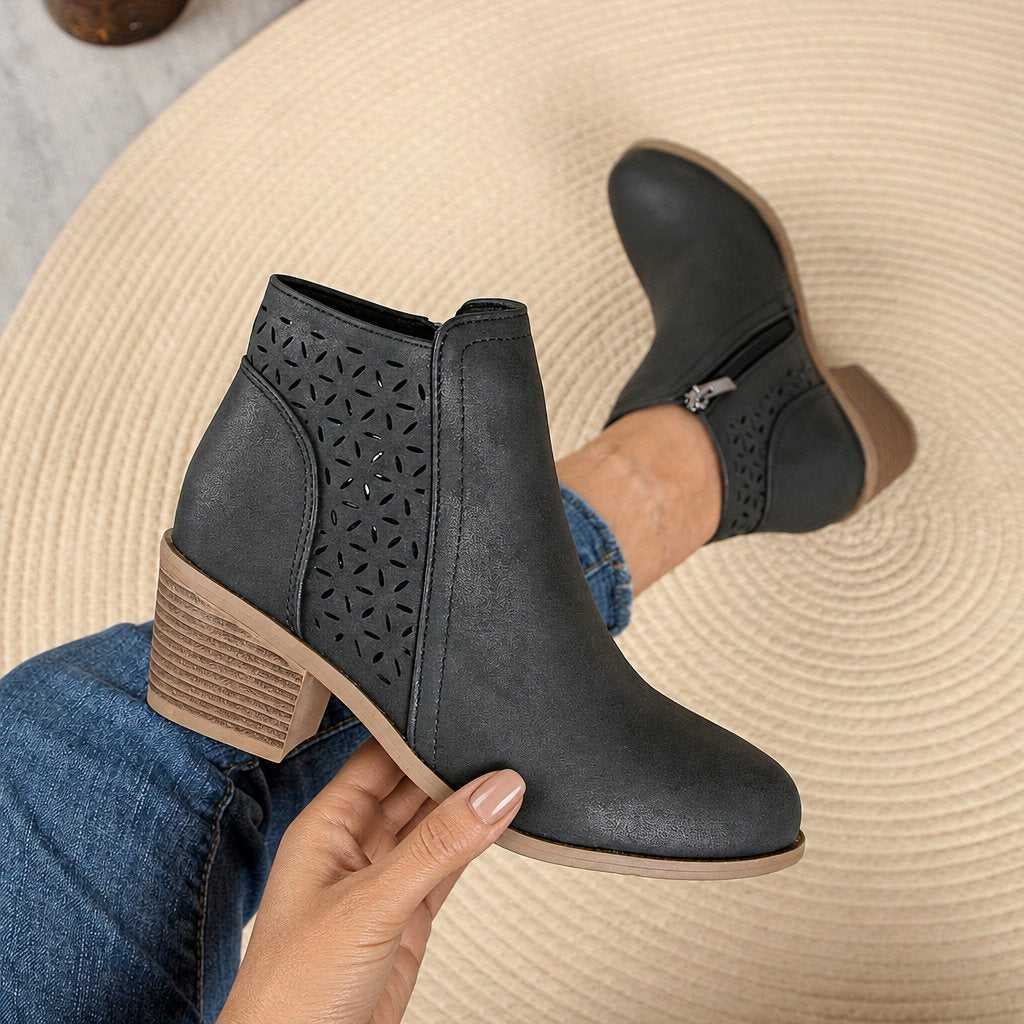 Celestine cutout comfort ankle boots - Charcoal Gray