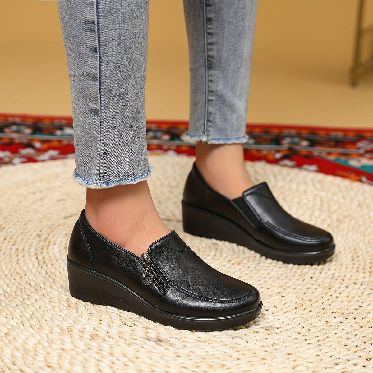 Wynne | Side-Zip Wedge Loafers