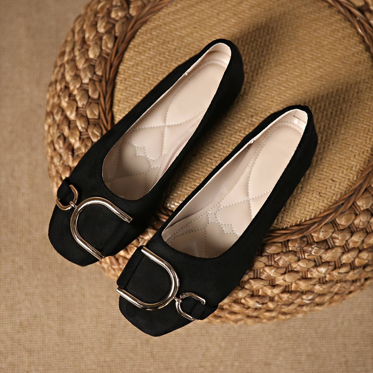 Irina | Square-Toe Buckle Ballet Flats