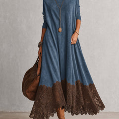 Delia lace hem maxi dress in blue
