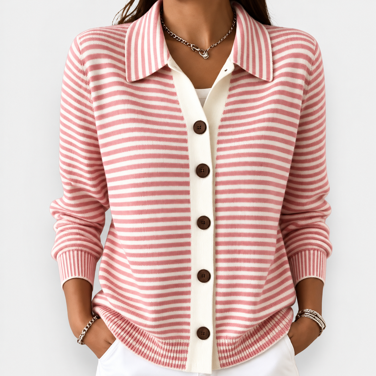 Lesley | The Striped Cardigan