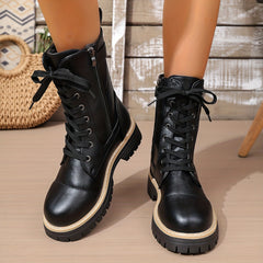 Henrietta | Lace-Up Side-Zip Combat Boots