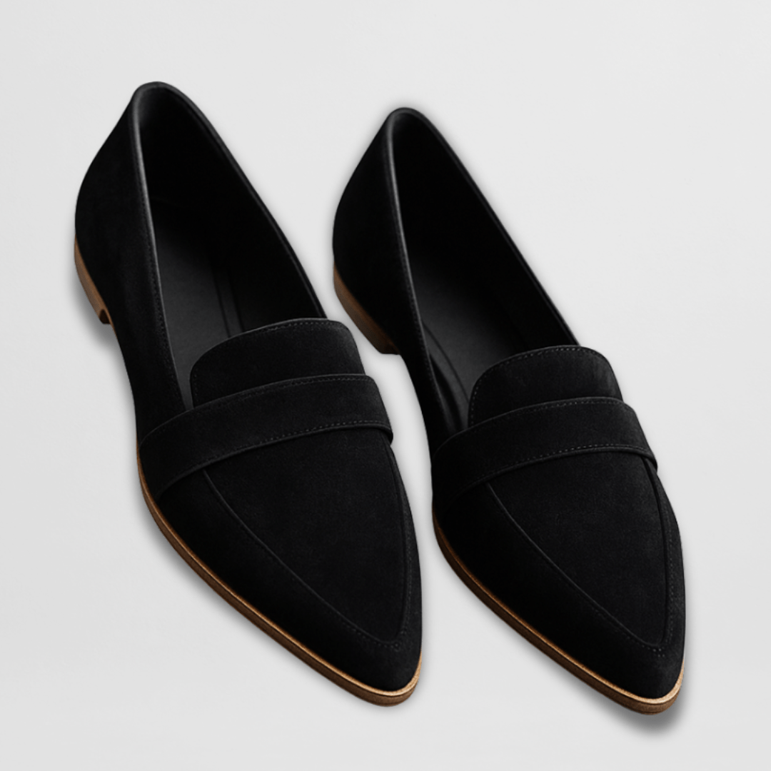 Joanna Pointed Flat Loafers in black